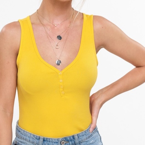 SOLD OUT / Yellow Basic Bodysuit - Picture 3 of 6
